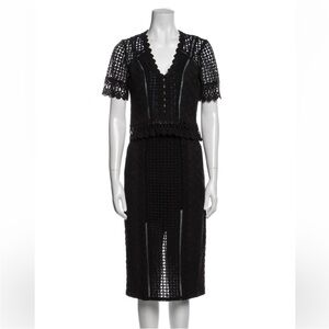 Rebecca Taylor Black Crochet Top and Skirt Set